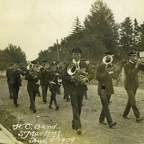 The HC (Hospital Corpsmen?) marching band take on August 8th, 1909 - S Killen, Photographer