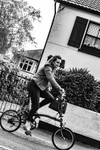 On her bike