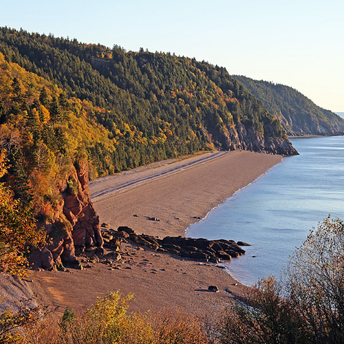 Looking eastward with Melvin Beach in the foreground and Fundy National Park in the far distance.