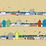 Beach huts and boats