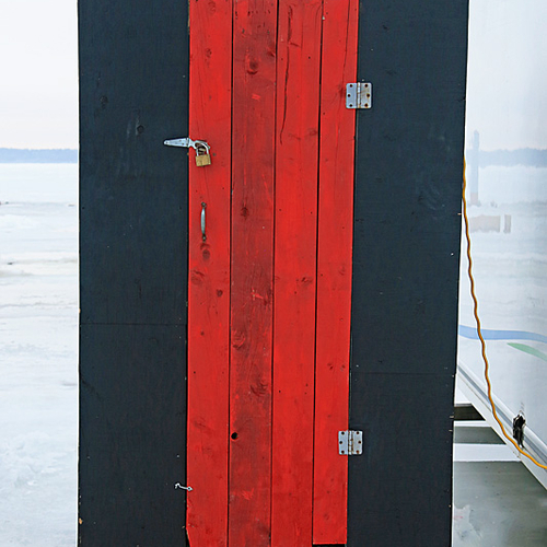 A comfy ice fishing shack for one.