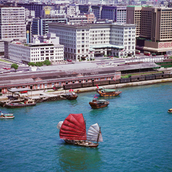 KM-105 Junk in front of The Peninsula Hotel  the YMCA - 1976