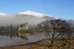 Snow in the hills at Kilchurn Castle