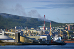 Murmansk harbour chimneys  