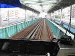 Japan Osaka metro view from rear of train