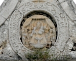 Façade, roof crest medallion, Virgin Immacule