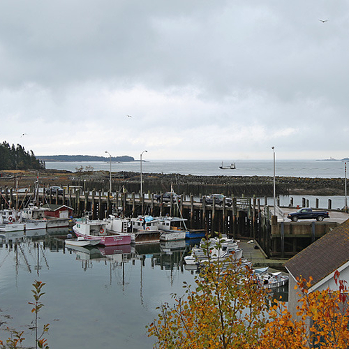 Leonardville wharf can be seen with Campobello Island's Head harbor lighthouse in the distant background.