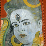 Painting of Indian god shiva and godess and her son Ganesha India