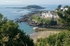 Looking down on the beach, Banjo Pier, Looe island from the coastpath