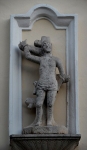 Façade, lower tier niche sculpture (right), St. Sebastian