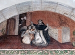 Upper cloister walk, lunette mural, Scene from the Life of St. Dominic