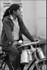 India Porbandar girl on bicycle bw