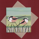 Long-tailed tits greetings card