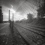 Salts Mill Railway Side, Pinhole (square format)
