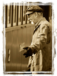 WLLR train crew detail sepia border