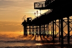 Mist rises at Sunrise by Teignmouth Pier