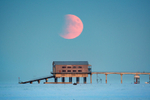 z3470 Bembridge Lifeboat Station under the Eclipsed Moon