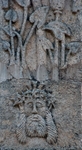 Atrial cross, back detail, face of Christ