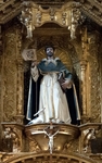 High altar, second tier, central sculpture, St. Dominic