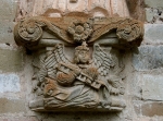 SS Pedro & Pablo, façade, sculpture niche base relief, Passion angel