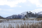 A snow covered Kilchurn Castle