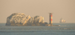 The Needles with a passing tanker