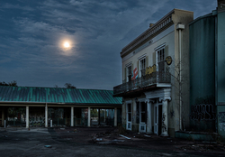 Abandoned Six Flags (New Orleans, LA) | Main Street by Moonlight
