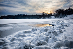 Sunset over Frozen Lake