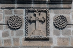 Façade entablature, cross & rosettes