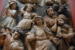 Nativity, detail: Mary, Joseph & shepherd