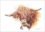 Highland Cow and Flowers
