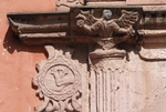 San Juan Bautista, façade portal, left pillar & capital