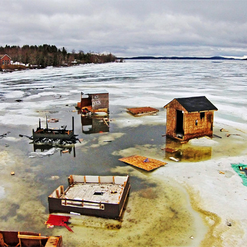 Ice Shack debris along the Kennebecasis River @ Rothesay, NB