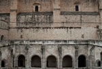 Oaxaca, San Juan Bautista, cloister & exterior S nave wall clerestory