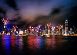 Fireworks from Central buildings