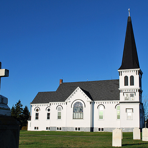 Along Route #111 at St. Martins stands the striking frame of St. Williams Catholic Church.