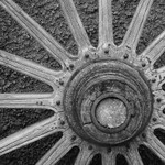 Wagon Wheel Abstract in Black and White