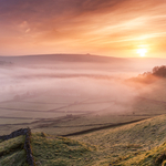 Sunrise over Castletons Peveril Castle.