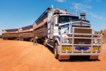 Road train (and wife) Stuart Highway