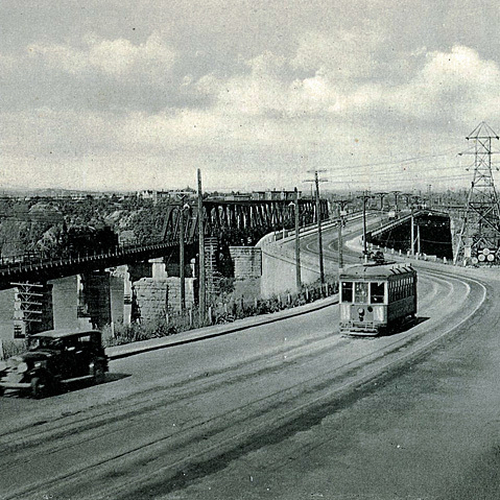 Early 20th century view of the Reversing Falls Bridge in St.John, NB, Canada,