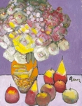 flowers fruit and vase