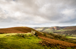 Ragleth Hill and The Long Mynd, passing storm