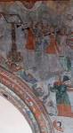 Capilla abierta, chancel arch, right spandrel murals