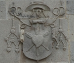 Façade pediment (left), Augustinian insignia