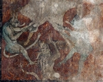 Santa María, S wall mural, Damnation, devils flaying sinner
