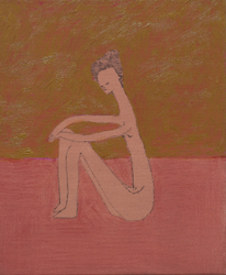 Seated woman in peach, 2025 - 2026