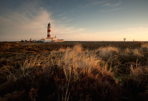 The Point of Ayre with it's lighthouse, fog horn and beach lighthouse.