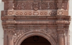 San Juan Bautista, façade portal entablature