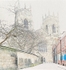 Snowy York Minster from Precentors Court
