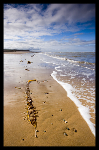 Looking South towards Peel from Ballaugh Beach in the Isle of Man.